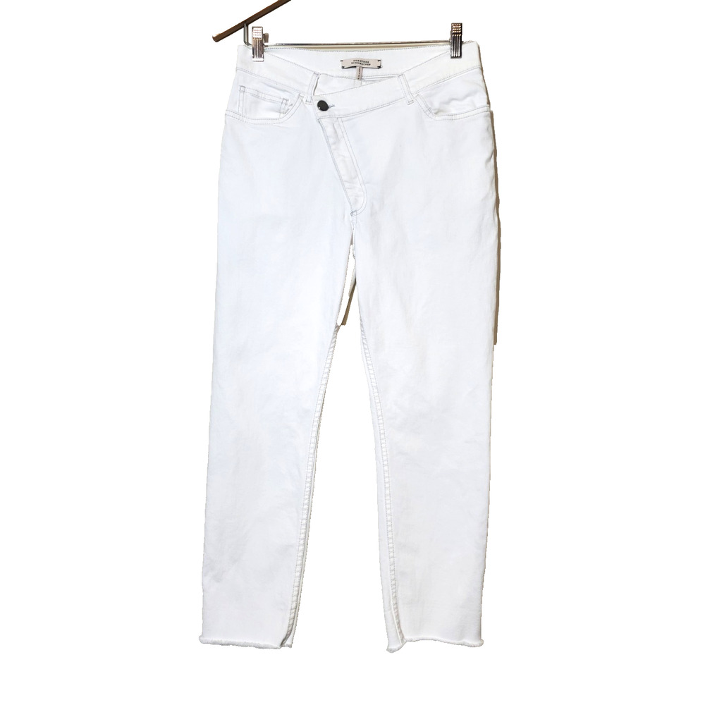 Dorothee Schumacher 1 Crossed‎ Zipper Asymmetrical Slim Cropped White Womens 28